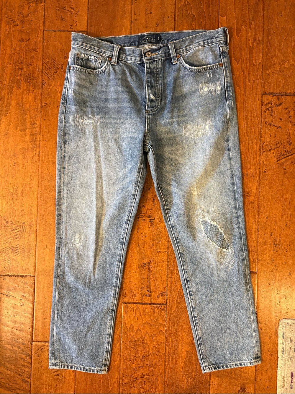 Lucky Brand Sienna Slim Boyfriend Jeans Womens 10/30 Distressed Light Wash 34x28